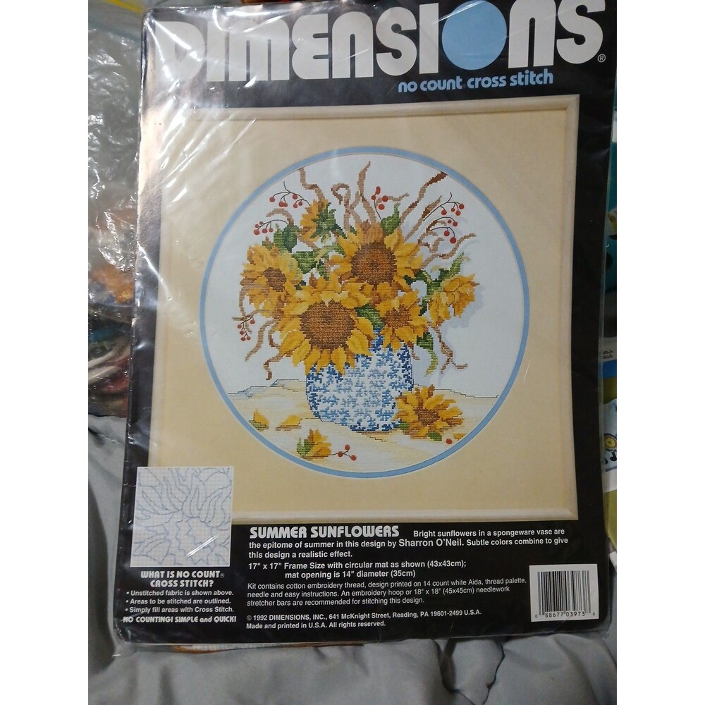 Dimensions No Count Cross Stitch Summer Sunflowers 3973 complete Kit